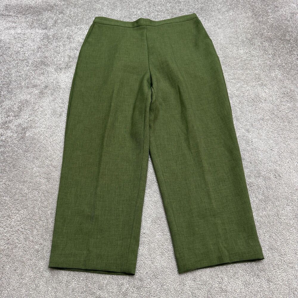 Vintage Alfred Dunner Pull On Pants Womens 16P Green Elastic Waist Straight Leg